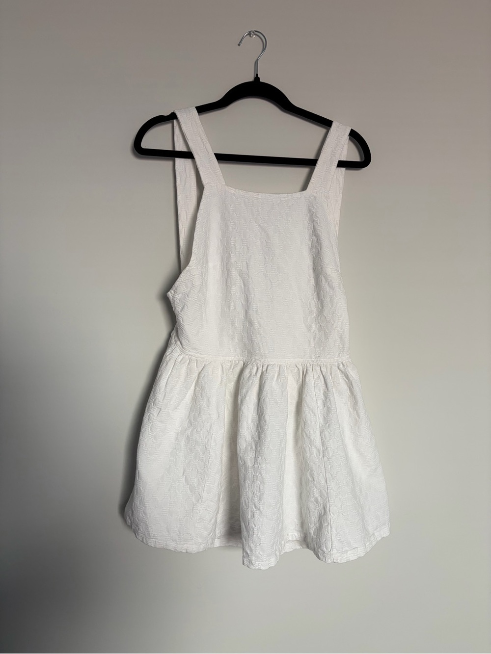 Free People White Textured Drop Waist Mini Dress S NWOT Cottagecore Boho